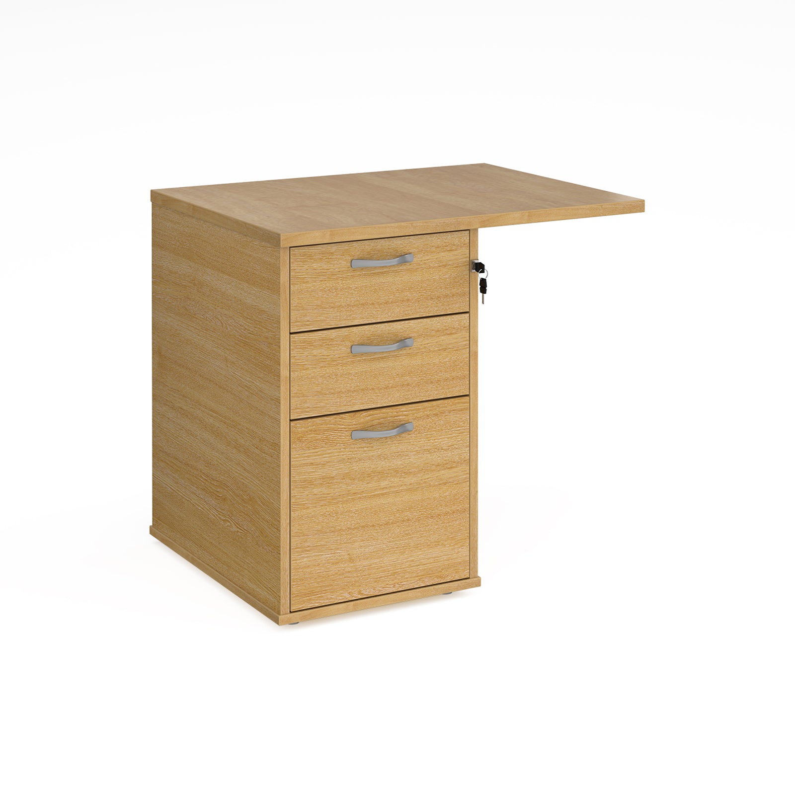Universal Three Drawer Desk High Pedestal with Flyover Return Top